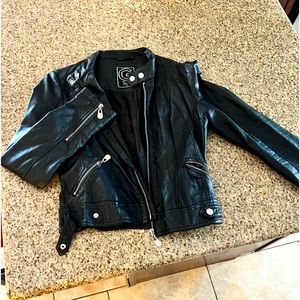 G by GUESS ladies faux leather motto jacket